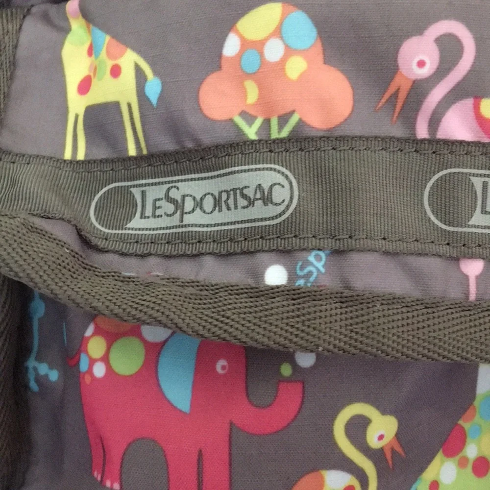 LESPORTAC Classic Diaper Bag Brown Happy Elephants Print